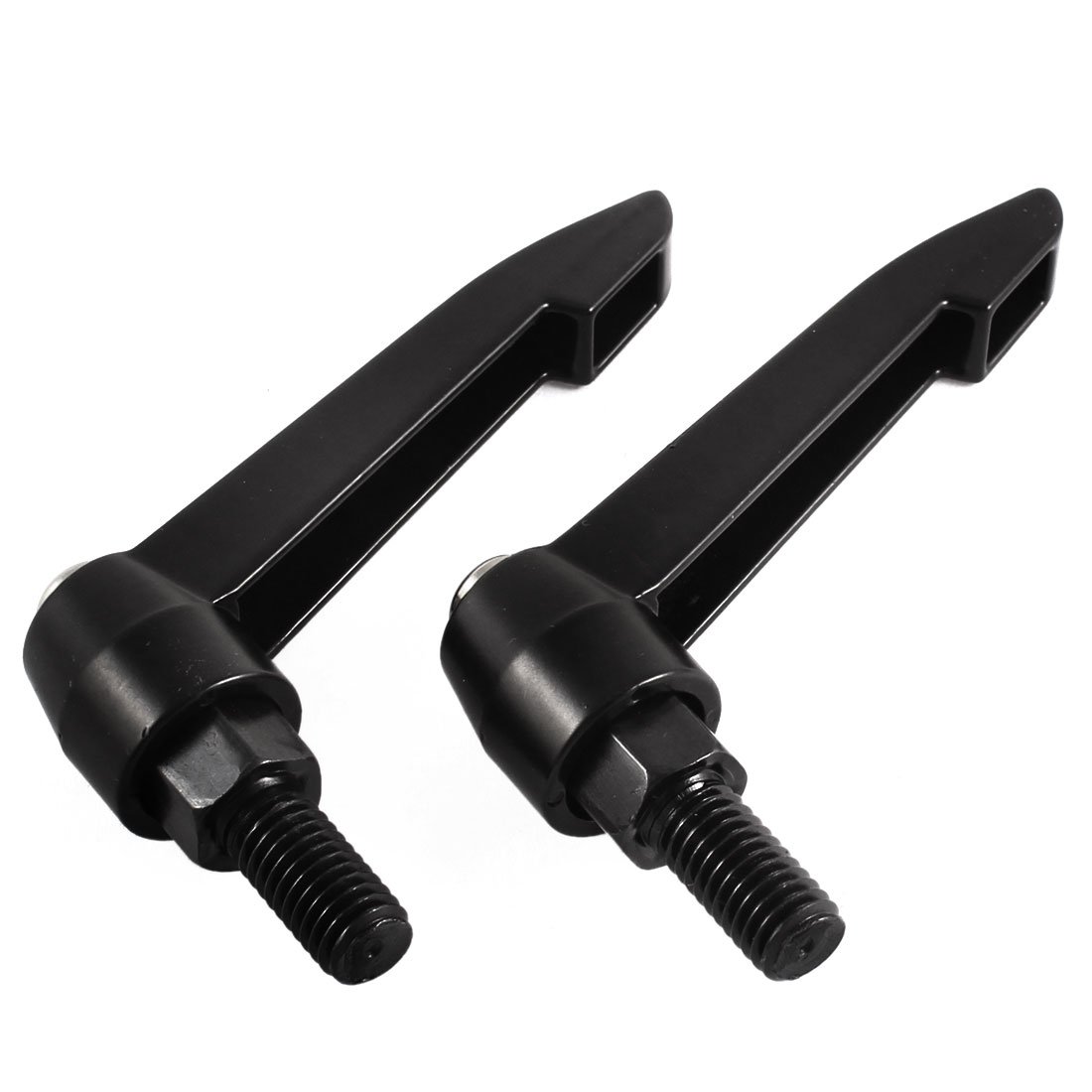 Sourcingmap a15072100ux0205 M10 x 20 mm Thread 80 mm Long Lever Lathe Adjustable Clamping Handle - Black (2-Piece)