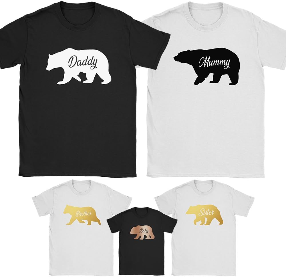 Family Bear T Shirts Mummy Daddy Mothers Fathers Mum Dad Day Baby Matching Tops