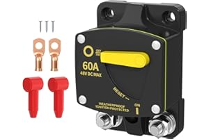 RVMARINEPAT Waterproof Circuit Breaker 12V 60 Amp Marine & Car Circuit Breaker 12V-48V DC Manual Reset Switch for Vehicles ATV Boat Marine Trolling Motor Trailer 1 Pack