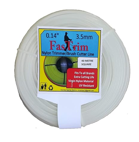 FasTrim 3.5mm(0.14 inch) 40 metre Square/White/Grass Cutter/Nylon Trimmer line