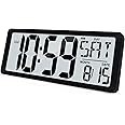 TXL 14.2" Large Digital Wall Clock Battery Operated, Digital Clock Large Display with Day, Date & Temperature, Large Wall Clock for Bedroom, Livingroom, Office，Battery Included
