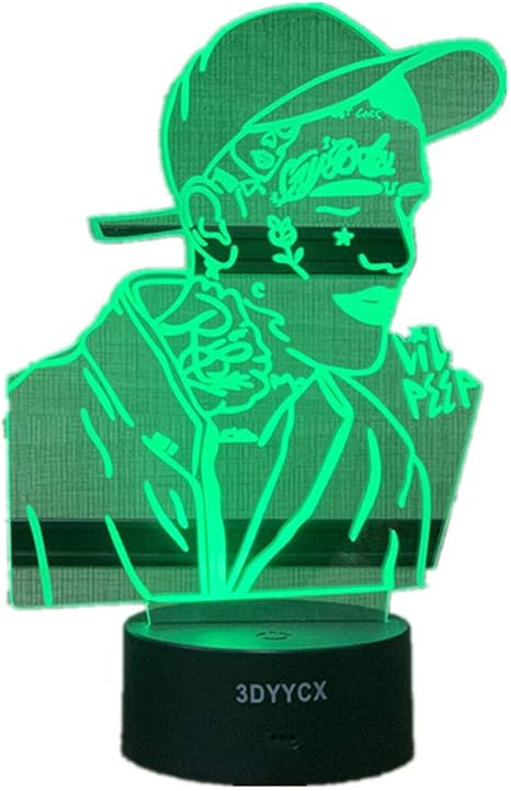 lil peep 3d led acrilico lampara boton 3 colores interruptor tactil remoto 7 colores cambiar dormitorio decoracion regalo navidad y multiples opciones