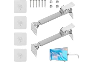 Anti-Tip Furniture Straps for TV and Cabinet Safety, 2 Pack Adjustable Stainless Steel Wall Anchors with Adhesive Pads and Sc