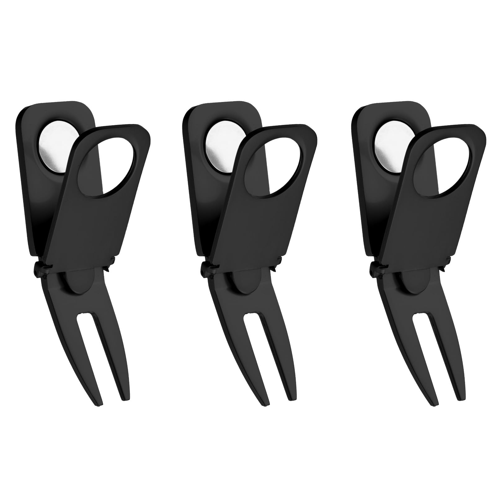 PATIKIL Magnetic Golf Divot Repair Tool, 3 Pieces 3 in 1 Golf Divot Tool Multifunctional Magnetic Holder for Golf Golfing Accessories Gift Man, Black