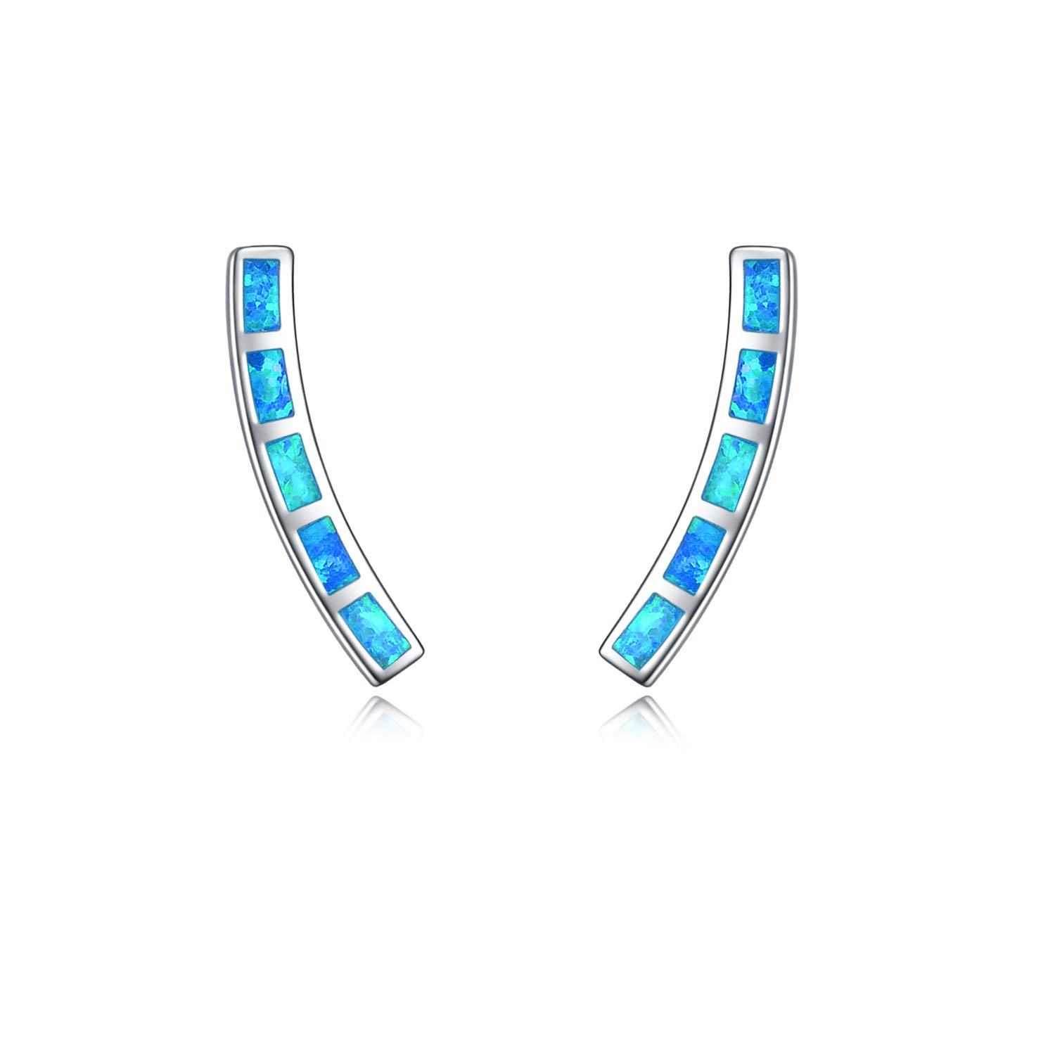 WINNICACA Bar Climber Crawler Cuff Earrings Opal Earrings Sterling Silver Jewellery for Women Girls Gifts