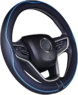 ISTN Microfiber Leather Steering Wheel Cover 15 inch Universal Black Blue