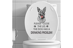 Funny German Shepherd Dog Toilet Lid Stickers, Removable Waterproof Toilet Seat Cover Decal, Please Close The Lid The Dog Has