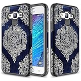 Galaxy J7 Case, TownShop Moroccan Floral Design Hard Impact Dual Layer Shockproof Bumper Case For Samsung Galaxy J7/ SM-J700/ J7 Duos (2015 Released)