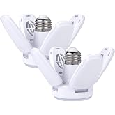 Rieyue 2 Pack LED Light Bulb 35 Watt (150W Equivalent), Mini LED Garage Light E26 Base Daylight 6500K, Super Bright Deformable Bulbs for Workbench, Porch, Basement