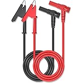 Goupchn Multimeter Test Leads Banana Plug Angle to Alligator Crocodile Clips Soft Flexible Test Cable Wires for Electrical Testing 3.3ft/1m