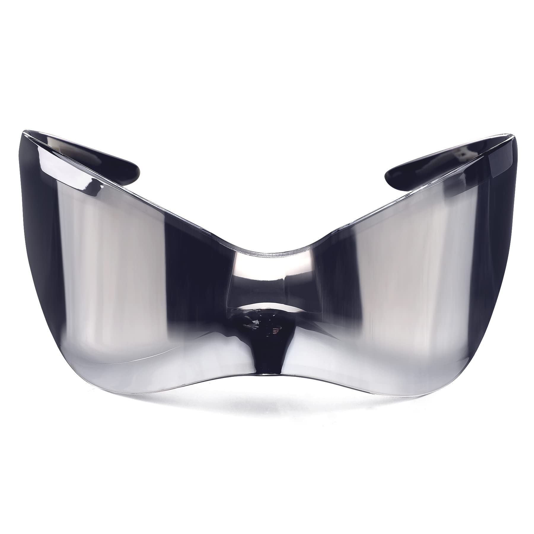 Photo 1 of Melpomenia Oversized Futuristic Sunglasses for Men Women Alien Wrap Around Shield Fashion Chic Mask Sun Glasses Shades(Silver Mirror)