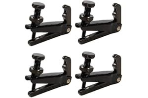 KAIY Violin Fine Tuner for 3/4 4/4 Violin, Violin String Fine Adjuster Tuners Stainless Metal String Spinner Adjuster, Nickel Plated Anti Rust, 4 Pcs Black