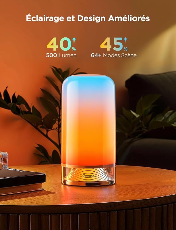 Lampada da Comodino LED RGBICWW, Lampada Touch da Tavolo 500lm