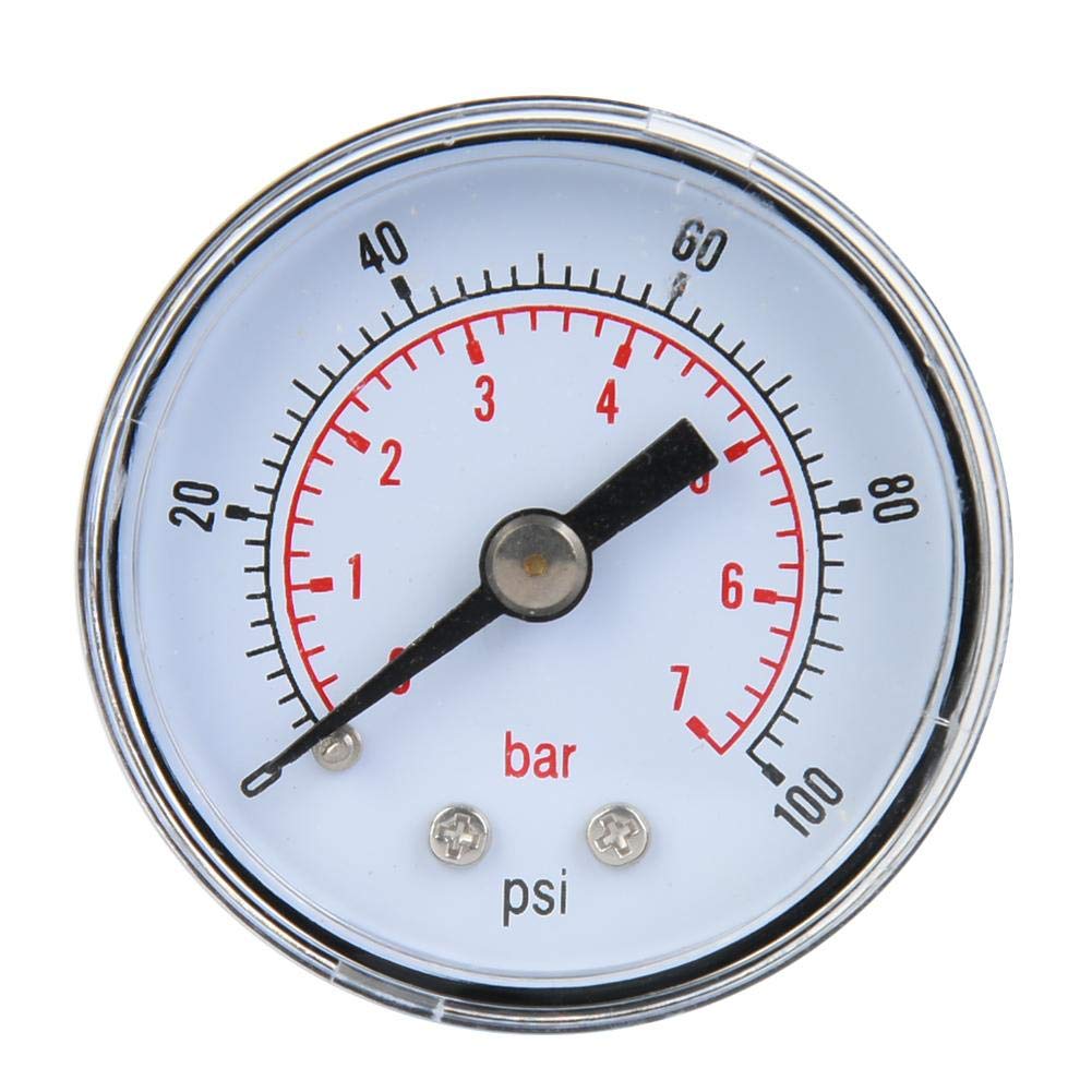 Mechanical Pressure Gauge, 1/8inch BSPT Axial Pressure Gauge for Air Oil and Water(0-100psi,0-7bar)