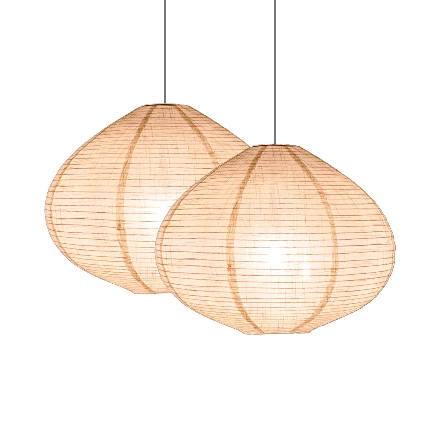 Photo 1 of METHEDEECO 2PCS 16-inch Handmade Linen Pendant Light Shades Fabric Lampshade, Minimalist White/Beige, Foldable Hanging Lanterns for Bedroom, Living Room, Kitchen showcase window House Gift Idea