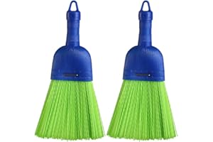 Wooswen 2 Pcs Whisk Broom Polys Fiber Handheld Brush Hand Broom Outdoor Broom Car Broom with Hang Hole for Cleaning Inddoor