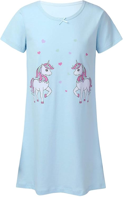 SOIBEEN Mädchen Nachthemden 2er-Pack - Baumwoll-Pyjamas Mit Süßen Prints Für Mädchen 2-9 Jahre