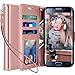 LK Galaxy S6 Edge Case, [Wrist Strap] Luxury PU Leather Wallet Flip Protective Case Cover with Card Slots and Stand for Samsung Galaxy S6 Edge (Rose Gold)