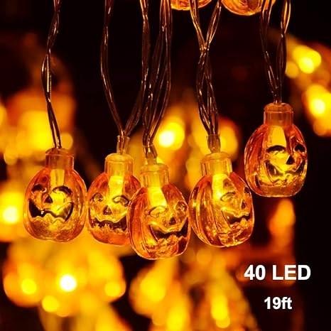 ENLACE Halloween Kürbis Lichterkette - 1,5m Mit 10 LED Hexenhut Kürbissen