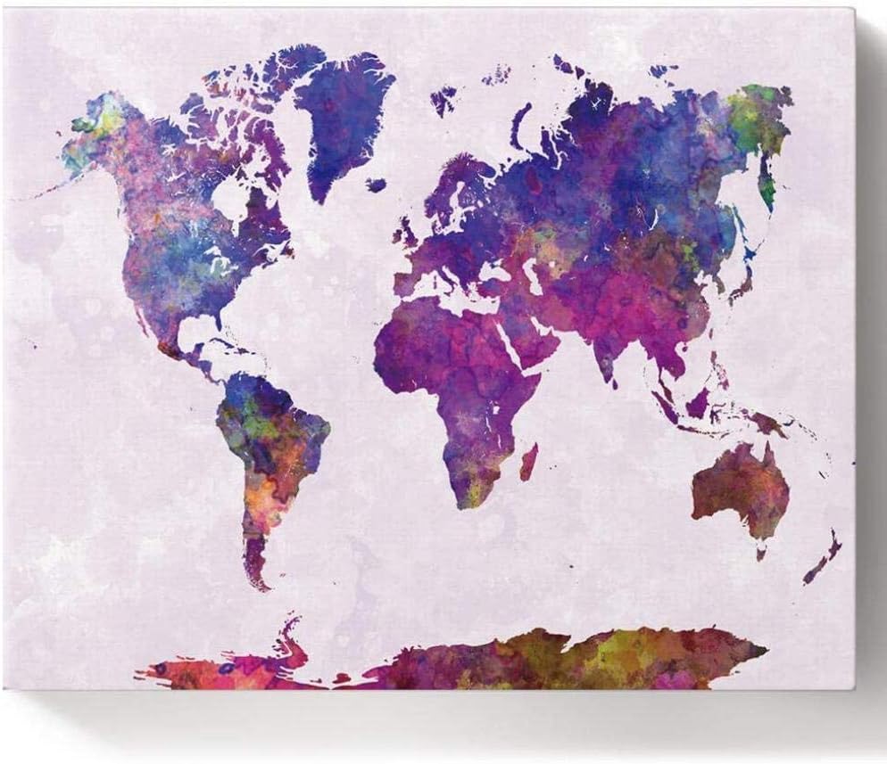 HAO Paint by Number Kits - Map Blue World Abstract Purple Oil Painting Artworks - Digital Oil Painting Canvas Kits for…