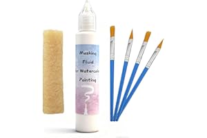 TYRBSVLNAR White Watercolor Masking Fluid - Professional Art Supplies with Brush & Eraser for Artists, Painting Medium Pen