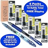 Pilot G2 Refills, Blue Ink 0.7mm Fine, 6 Packs of Refills Plus 1 Pilot G2 07 Blue Pen and 1 Pilot B2p Blue Pen