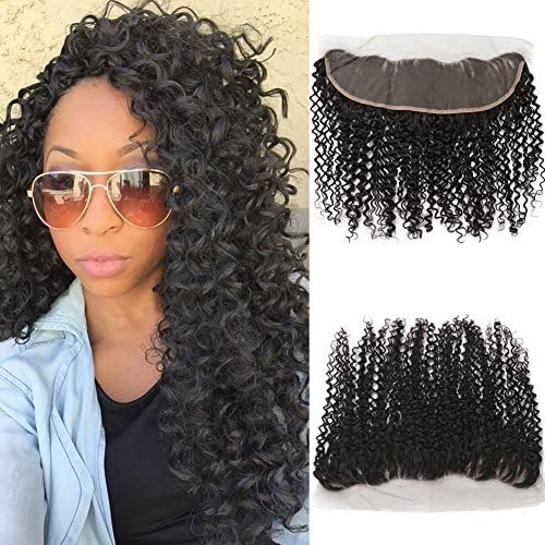 Brazilian Kinky Curly Lace Frontal Closure 13x4 Free Brown Swiss Lace Base 100% Remy Human Hair Can Be Dyed And Bleached (16")