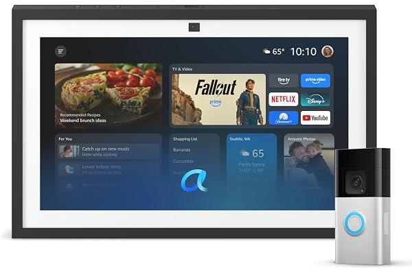 Amazon Echo Show 15 (newest model) with Ring Battery Doorbell Plus (newest model), Designed for Alexa+