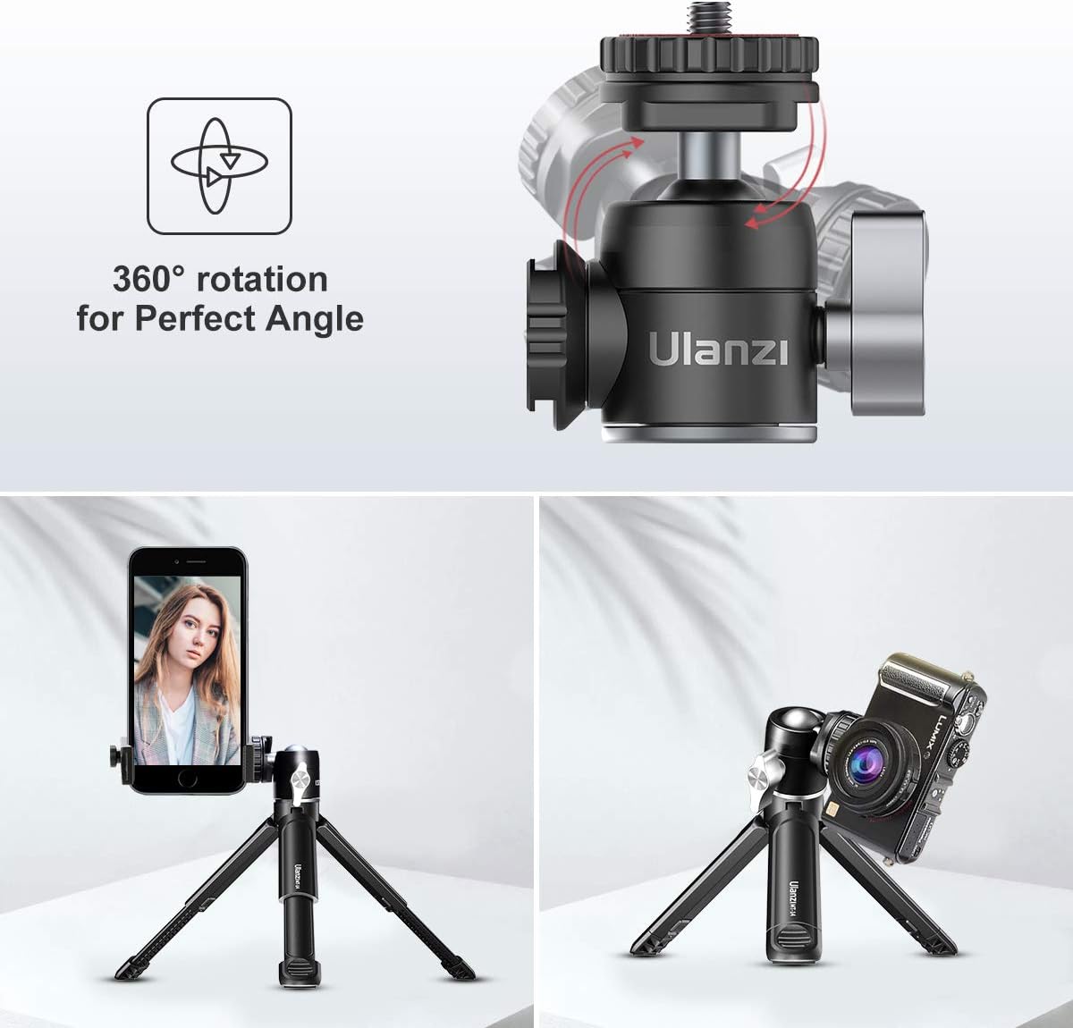 ULANZI U-Vlog Compact Camera Vlog Tripod Set, Mini Ball Head Hot Shoe Adapter w Cold Shoe Mic Light Stand Lightweight Handle Grip for Gopro/DJI Osmo Action/Pocket/Sony/Canon/Nikon DSLR Camera : Camera & Photo