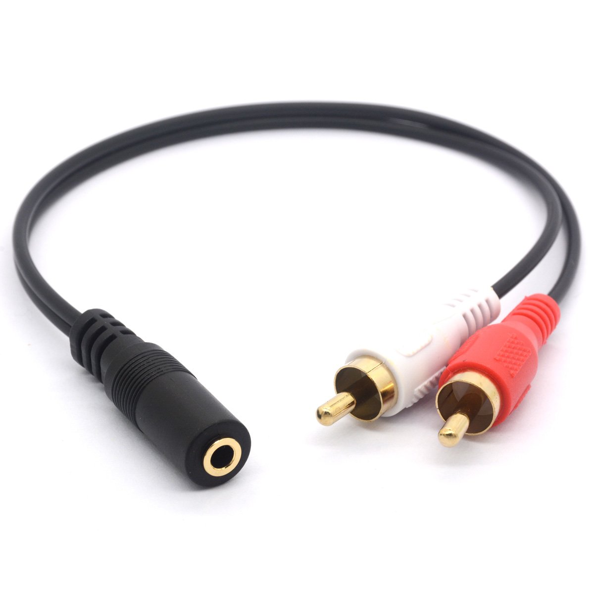 Tomost Gold plated 3.5mm Female to 2 RCA Male Audio Stereo Y Splitter Cable AV Adapter for iPod, iPhone, iPad, smartphones, tablets and mp3 players, Home theater - 30CM (3.5mm Female To 2RCA Male)