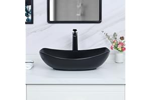 Davivy 22" x 15.7'' Large Matte Black Oval Vessel Sink with Pop Up Drain,Bathroom Vessel Sinks,Bathroom Sinks Above Counter,Ceramic Vessel Sinks for Bathrooms (Large)