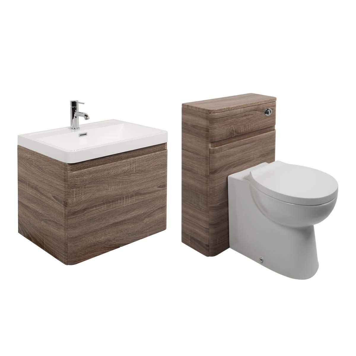 Buy Aquariss Oak 600mm Bathroom Vanity Unit Wall ed and Toilet