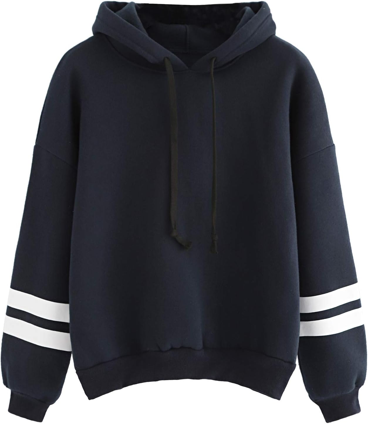 Sweatshirt Pullover Fleece Drop Shoulder Striped Hoodie