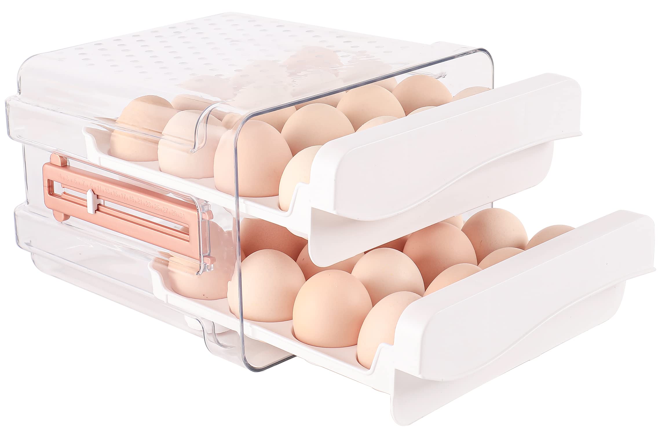 Photo 1 of Sooyee 32 Capacity Egg Holder for Refrigerator with Time Scale,Egg Container for Refrigerator,2 Drawers Egg Storage Container/Organizer/Bin
