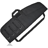 AUMTISC Tactical Rifle Gun Case, Soft Shotgun Carrying Range Bag with 6 Pouches, Fastening Straps Inside, Lockable Zippers, and Shoulder Sling, 36/42 Inch