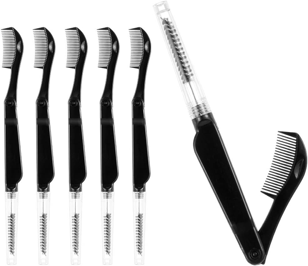 hugttt 6 Pieces Folding Eyelash Comb Eyebrow Comb Stainless Steel Teeth