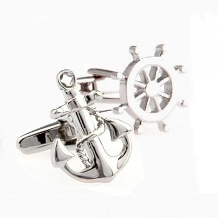 Amazon.com : A gentleman Anchor and Wheel Cufflink Cuff Link 1 Pair
