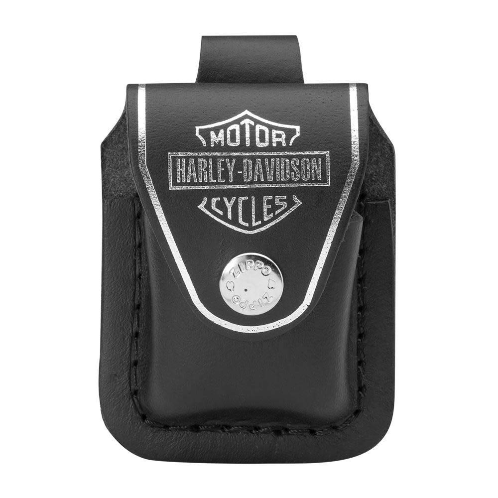 Zippo - Belt Bag for Windproof Lighters, Harley Davidson Design, Black, Leather, Practical Bag with Clip
