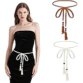 Suohheh 2 Pcs Rope Belts for Women Trendy, Thin Tassel Braided Boho Rope Belt Waist Cotton Ties Waistband Medieval Costume