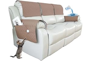 EXTLEZSA Sofa Armrest Covers Headrest Cover Waterproof Nonslip Sofa Slipcover with Side Pocket for Armchair,Chair, Sofa (Light Brown,3 Seater (5pcs))