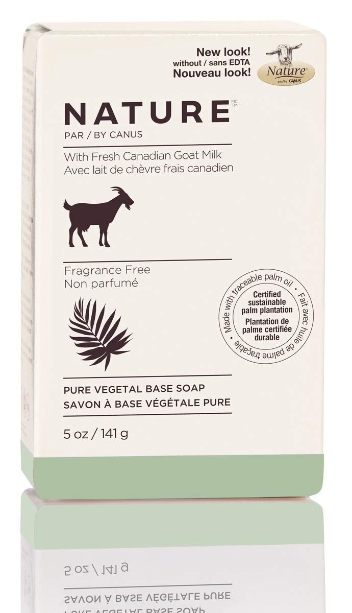 Nature by Canus Pure Vegetal Base Soap With Fresh Canadian Goat Milk, Fragrance-free, 5 Ounce, 24 Count