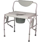 Homecraft Deluxe Bariatric Drop Arm Commode, 1000 lb Weight Capacity, Extra Wide Seat with Adjustable Height, Bedside or Over Toilet Use, Drop Arms for Easy Transfers, Includes Splash Guard &amp; Bucket