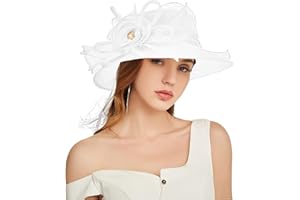 TLMNU Organza Fascinator Hat - Women¡¯s Wide Brim Church Bridal Tea Party Wedding Hat