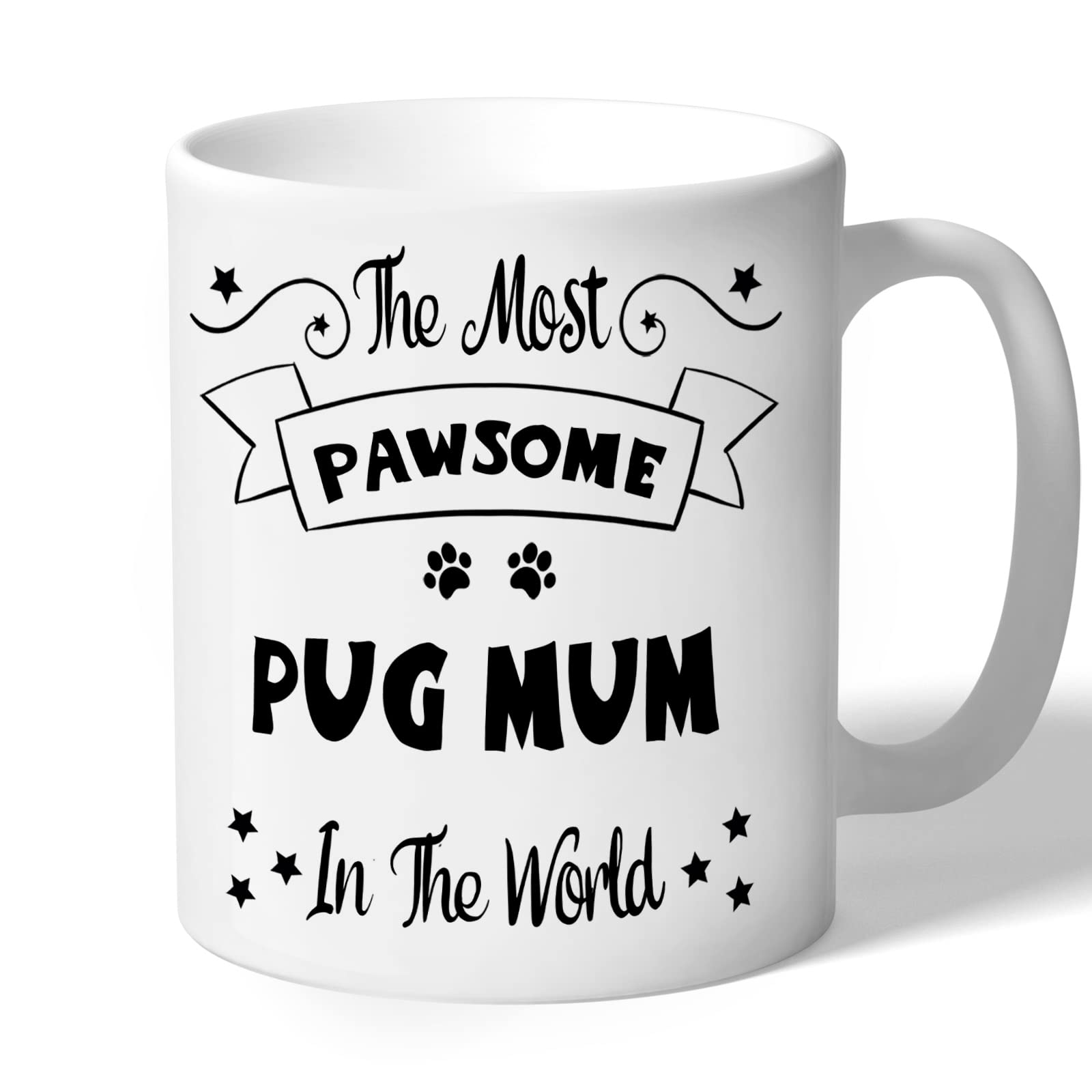 Dog Lovers Collection Pug Mum Mug - Pawsome - Pug Gifts (Black Print)