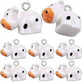 KMOSPAD 30 Pieces Resin Cow Charms Cute Cattle Pendants Small Animal Dangle Charms with a Box Craft Supplies for DIY Necklace Bracelet Earrings Jewelry Making Decor, White