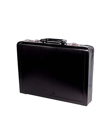 Leather Briefcase for Men | Hifly Dark Shiny Black Faux Leather Expandable Briefcase Bag Cum Office File Bag with 3 Digit Combo Locking Features & Inner Mesh Pocket for Office Use