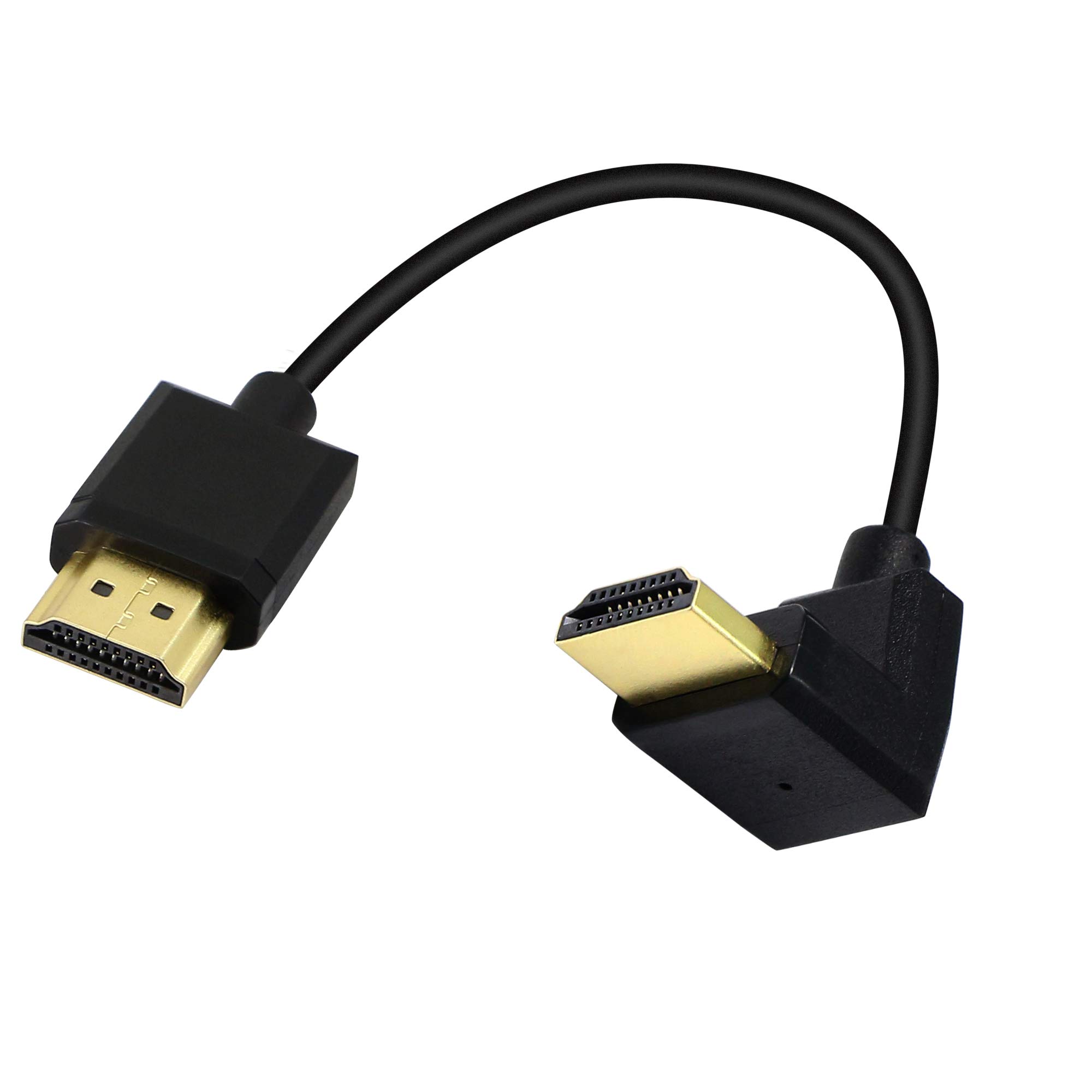 PNGKNYOCN 15CM HDMI Male to Male Short Cable, 90 Degree Upward Angle High Speed HDMI 2.0 Adapter Connector Cable Support 4k@60HZ, for Raspberry Pi, Tablet, Camera Etc (black down)
