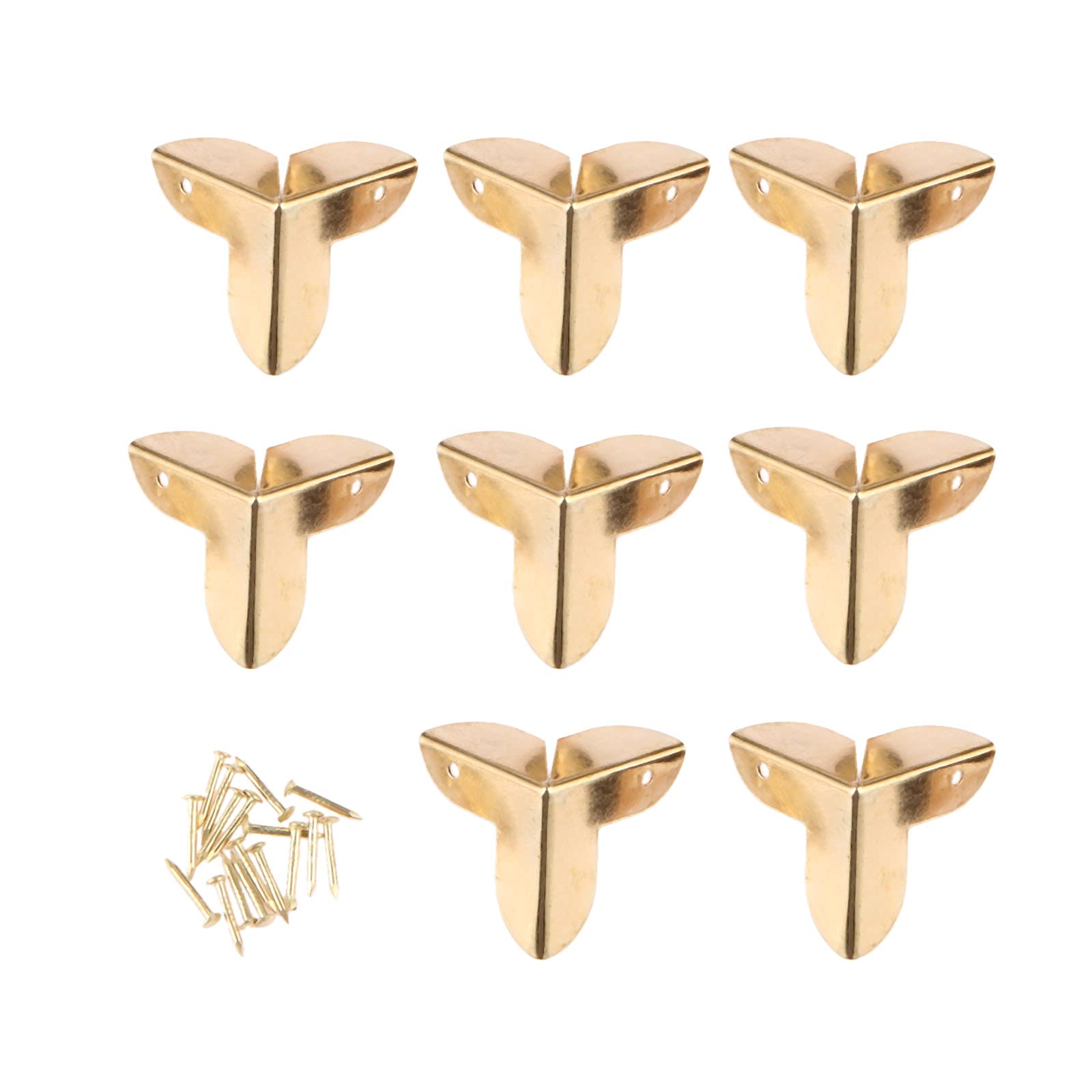 Yetaha 8pcs Corner Protector Decorative Metal Edge, Antique Style Corner Protectors, 22mm Retro Vintage Furniture Table desk Corner Edge Guards Wooden Jewelry Box Protect Decorative Metal Corner Gold