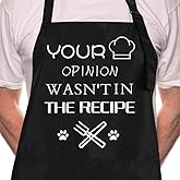 ZOORON Funny Black Chef Aprons for Men Adjustable BBQ Grill Kitchen Cooking Aprons with Pockets, Grill Accessories