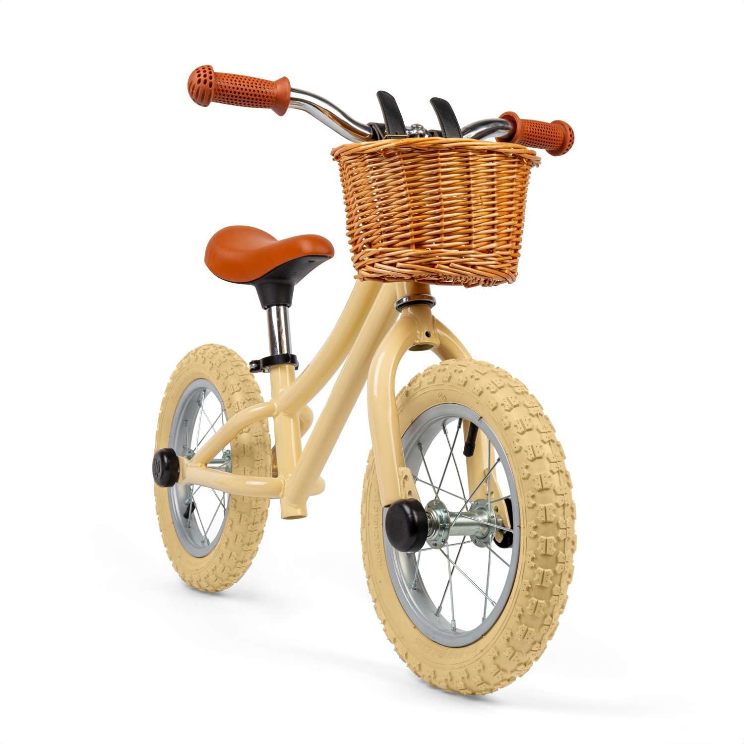 Bigjigs Toys Cream Balance Bike With Basket - Pedal Free Toddler Bikes, Training Bicycles, Learn To Cycle, Fun Outdoor Activity, Gifts For Children, Age 3 Years Old +